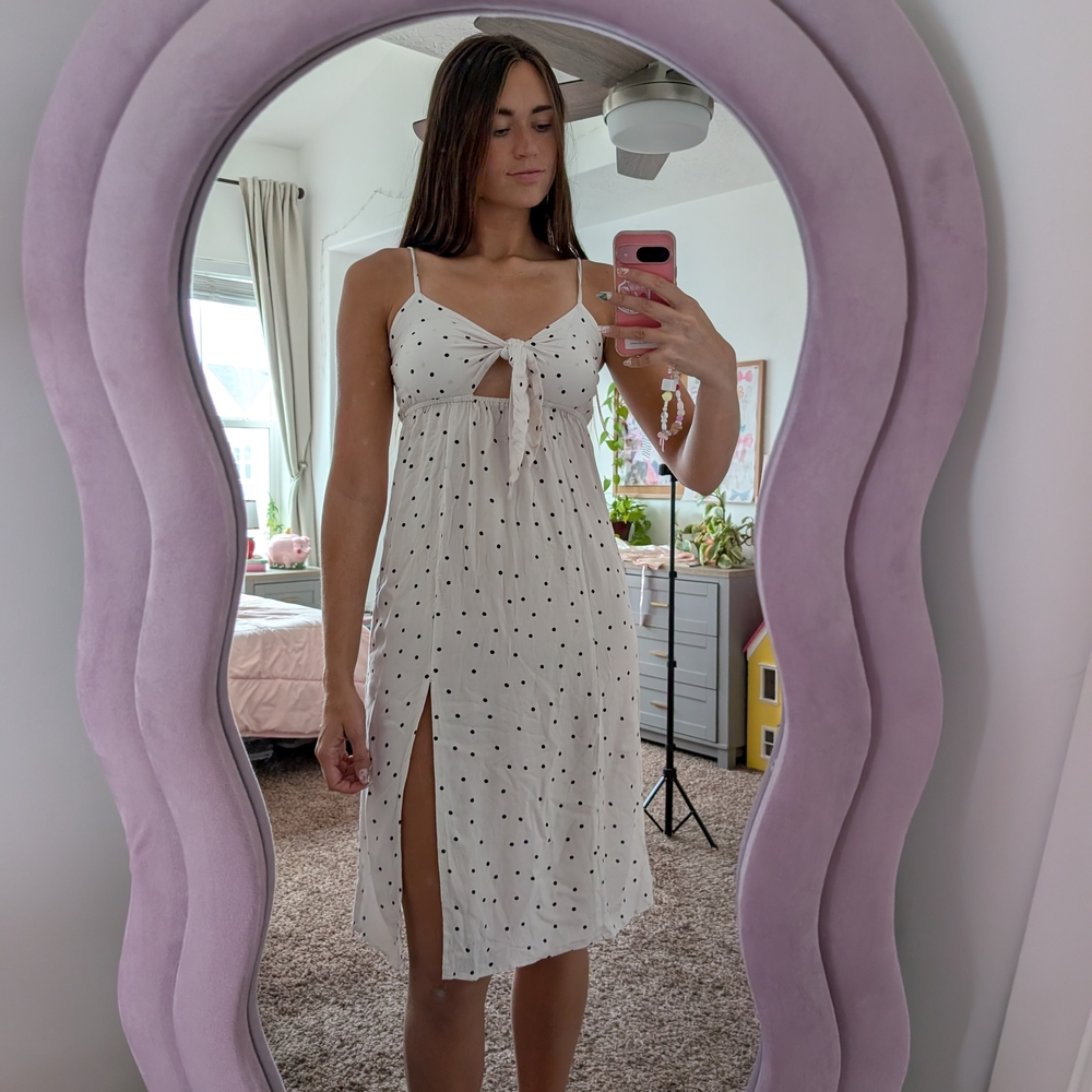 Cream and Black Polka Dot Dress Size XS